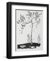 Two Children Try To Get a Cat Down From a Tree-Arthur Rackham-Framed Giclee Print