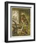 Two Children Watch a Robin the Barn Who is Standing on One Leg-John Lawson-Framed Art Print