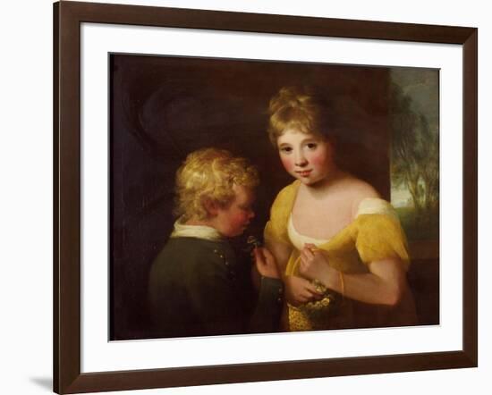 Two Children with a Basket of Flowers-William Tate-Framed Giclee Print