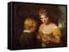 Two Children with a Basket of Flowers-William Tate-Framed Stretched Canvas