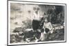 Two Children with a Dog in a Garden, France-null-Mounted Photographic Print