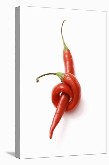 Two Chillies on White Background-Marc O^ Finley-Stretched Canvas