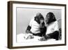 Two Chimpanzees celebrating Easter-Staff-Framed Photographic Print