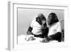 Two Chimpanzees celebrating Easter-Staff-Framed Photographic Print