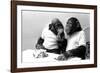 Two Chimpanzees celebrating Easter-Staff-Framed Photographic Print