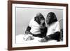 Two Chimpanzees celebrating Easter-Staff-Framed Photographic Print