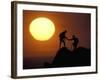 Two Climbers Reach the Summit at Sunrise, Colorado, USA-null-Framed Photographic Print