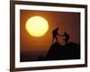 Two Climbers Reach the Summit at Sunrise, Colorado, USA-null-Framed Photographic Print