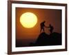 Two Climbers Reach the Summit at Sunrise, Colorado, USA-null-Framed Photographic Print