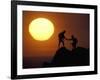 Two Climbers Reach the Summit at Sunrise, Colorado, USA-null-Framed Photographic Print