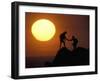 Two Climbers Reach the Summit at Sunrise, Colorado, USA-null-Framed Photographic Print