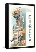 Two Clowns Balancing on Chairs-null-Framed Stretched Canvas