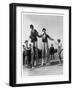 Two Clowns on Stilts Assisted by Girls in Bathing Costumes at Ramsgate Kent England-null-Framed Art Print