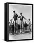 Two Clowns on Stilts Assisted by Girls in Bathing Costumes at Ramsgate Kent England-null-Framed Stretched Canvas