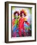 Two Clowns With A Violin And A Pipe-balaikin2009-Framed Art Print