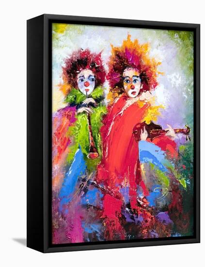 Two Clowns With A Violin And A Pipe-balaikin2009-Framed Stretched Canvas