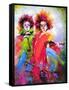 Two Clowns With A Violin And A Pipe-balaikin2009-Framed Stretched Canvas