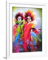 Two Clowns With A Violin And A Pipe-balaikin2009-Framed Art Print