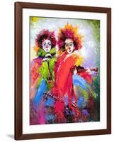 Two Clowns With A Violin And A Pipe-balaikin2009-Framed Art Print