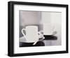 Two coffee cups on a table-null-Framed Photographic Print