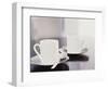 Two coffee cups on a table-null-Framed Photographic Print