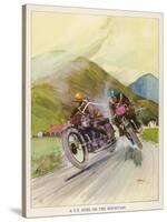 Two Competitors in the Tourist Trophy Race Fight It out Amid the Hills of the Isle of Man-Grimes-Stretched Canvas