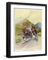 Two Competitors in the Tourist Trophy Race Fight It out Amid the Hills of the Isle of Man-Grimes-Framed Photographic Print