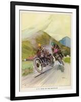 Two Competitors in the Tourist Trophy Race Fight It out Amid the Hills of the Isle of Man-Grimes-Framed Photographic Print