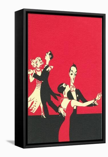 Two Couples Ballroom Dancing-null-Framed Stretched Canvas