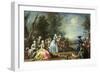 Two Court Ladies Out Shooting with Their Retinue in a Wooded River Landscape-Amigoni Jacopo-Framed Giclee Print