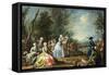 Two Court Ladies Out Shooting with Their Retinue in a Wooded River Landscape-Amigoni Jacopo-Framed Stretched Canvas