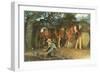 Two Cowboys Making Camp-null-Framed Art Print