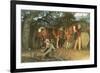 Two Cowboys Making Camp-null-Framed Art Print