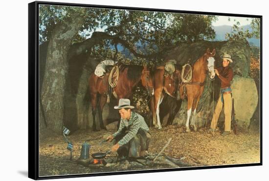 Two Cowboys Making Camp-null-Framed Stretched Canvas