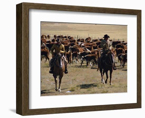 Two Cowboys on Horseback, Cattle Ranching, New Mexico, United States of America, North America-Woolfitt Adam-Framed Photographic Print