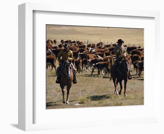 Two Cowboys on Horseback, Cattle Ranching, New Mexico, United States of America, North America-Woolfitt Adam-Framed Photographic Print