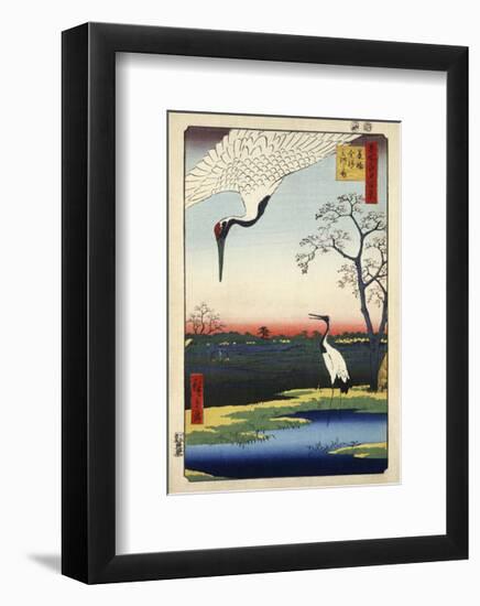 Two Cranes from Meisho Yedo Hiakkei (One Hundred Famous Views of Edo)-Ando Hiroshige-Framed Giclee Print