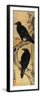 Two Crows on a Plum Branch with Rising Sun-Kyosai Kawanabe-Framed Giclee Print