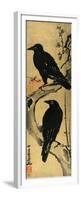 Two Crows on a Plum Branch with Rising Sun-Kyosai Kawanabe-Framed Premium Giclee Print