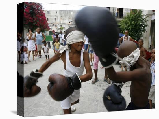 Two Cuban Boys Show Their Boxing Skills-null-Stretched Canvas