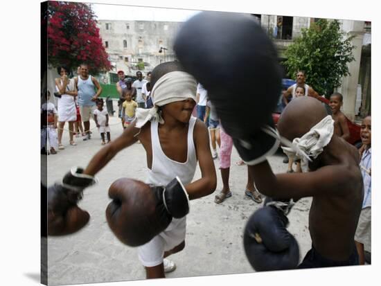 Two Cuban Boys Show Their Boxing Skills-null-Stretched Canvas