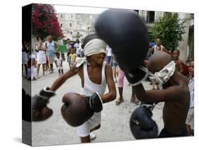 Two Cuban Boys Show Their Boxing Skills-null-Stretched Canvas