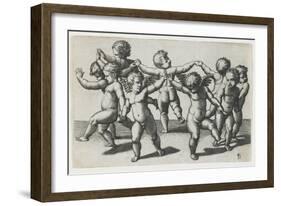 Two Cupids Leading Children in a Dance, C. 1517-1520-Marcantonio Raimondi-Framed Giclee Print
