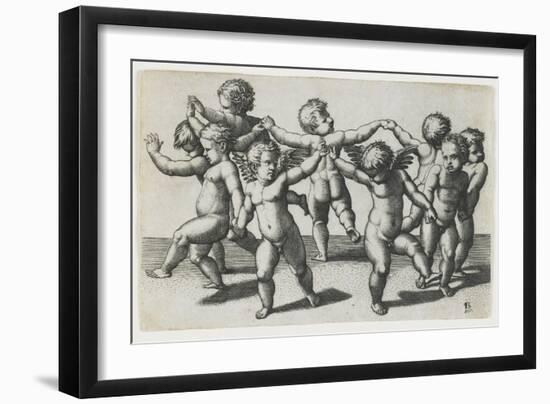 Two Cupids Leading Children in a Dance, C. 1517-1520-Marcantonio Raimondi-Framed Giclee Print