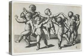 Two Cupids Leading Children in a Dance, C. 1517-1520-Marcantonio Raimondi-Stretched Canvas