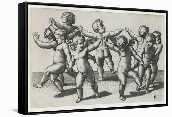 Two Cupids Leading Children in a Dance, C. 1517-1520-Marcantonio Raimondi-Framed Stretched Canvas