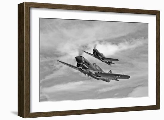 Two Curtiss P-40 Warhawks in Flight Near Nampa, Idaho-null-Framed Photographic Print