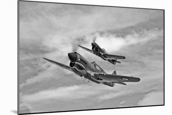 Two Curtiss P-40 Warhawks in Flight Near Nampa, Idaho-null-Mounted Photographic Print
