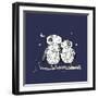 Two Cute Decorative Owls.-Katyau-Framed Art Print