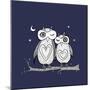 Two Cute Decorative Owls.-Katyau-Mounted Art Print